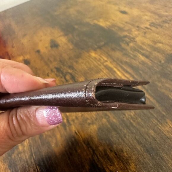 YSL Yves Saint Laurent Card Coin Holder Case Brown Leather‎ - Picture 7 of 13